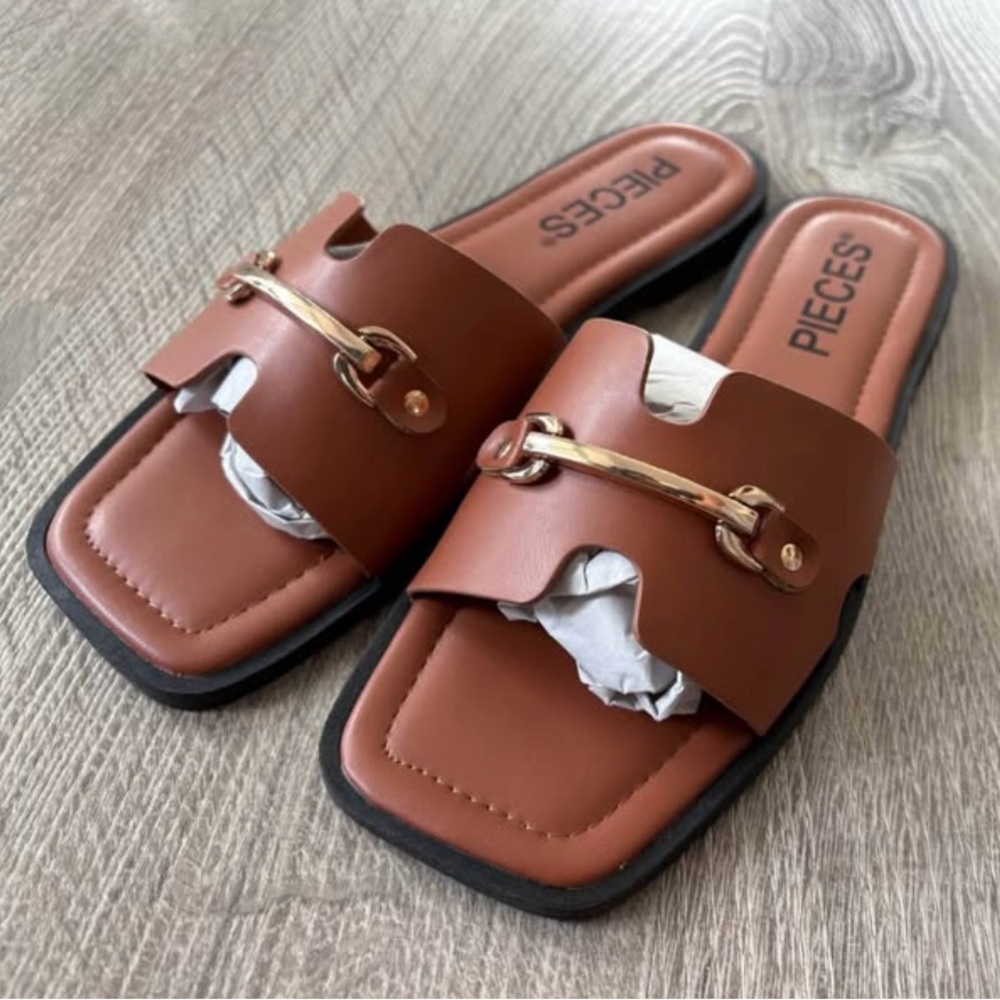 Brown Slide Women’s Sandals, Size 37